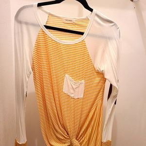 The Nines Knot top w/ suede patch elbows